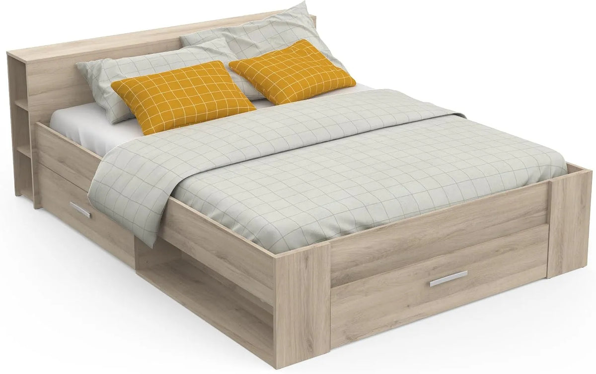 Demeyere Letto 160 x 200 con Contenitore in stile Contemporaneo — con cassetti, 3 Cassetti, 160 × 200, 169.1 × 226.9 × 74.3 cm