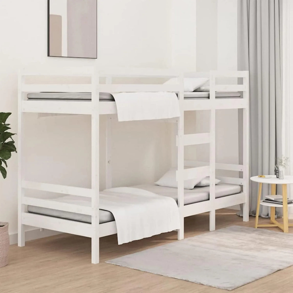 Letto a castello e letto salvaspazio — in legno, 80 × 200 cm, bianco, in legno massello