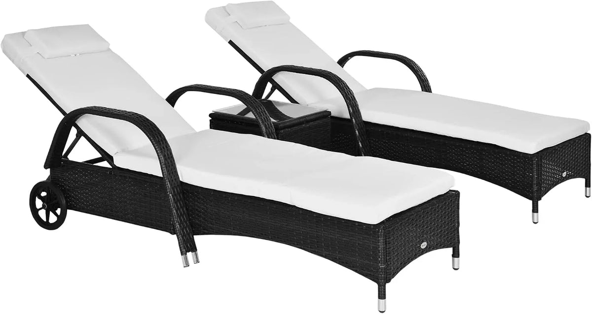 Outsunny Tavolino da salotto e tavolo basso: reclinabile, con schienale, in polyrattan, nero