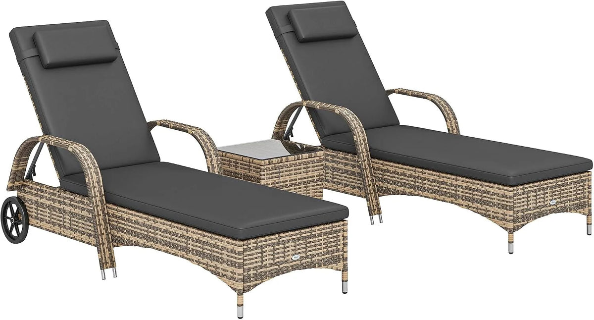 Outsunny Materasso – con braccioli, regolabile, con ruote, grigio
