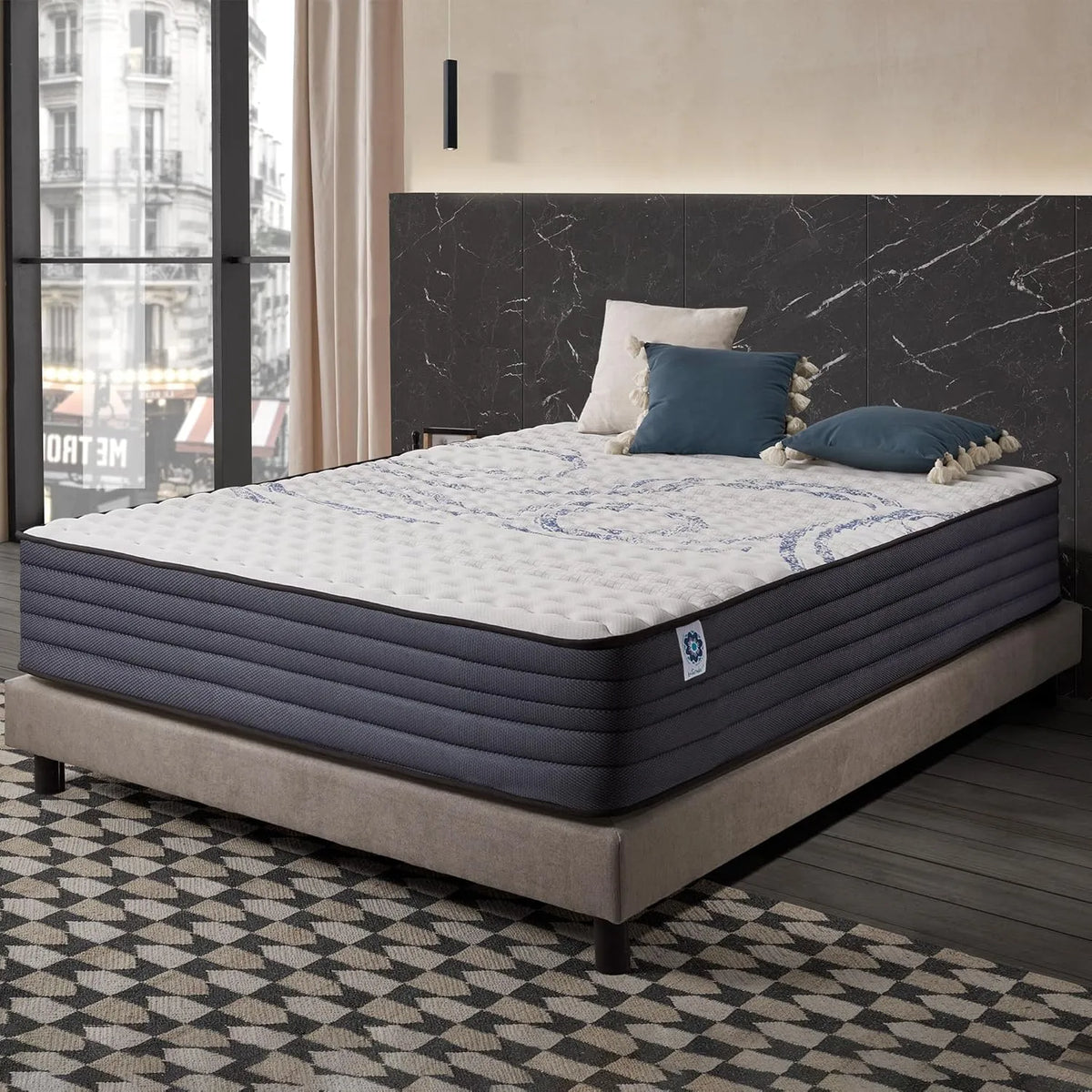 Materasso – imbottitura in schiuma, 160 × 190 cm, 30 cm, blu