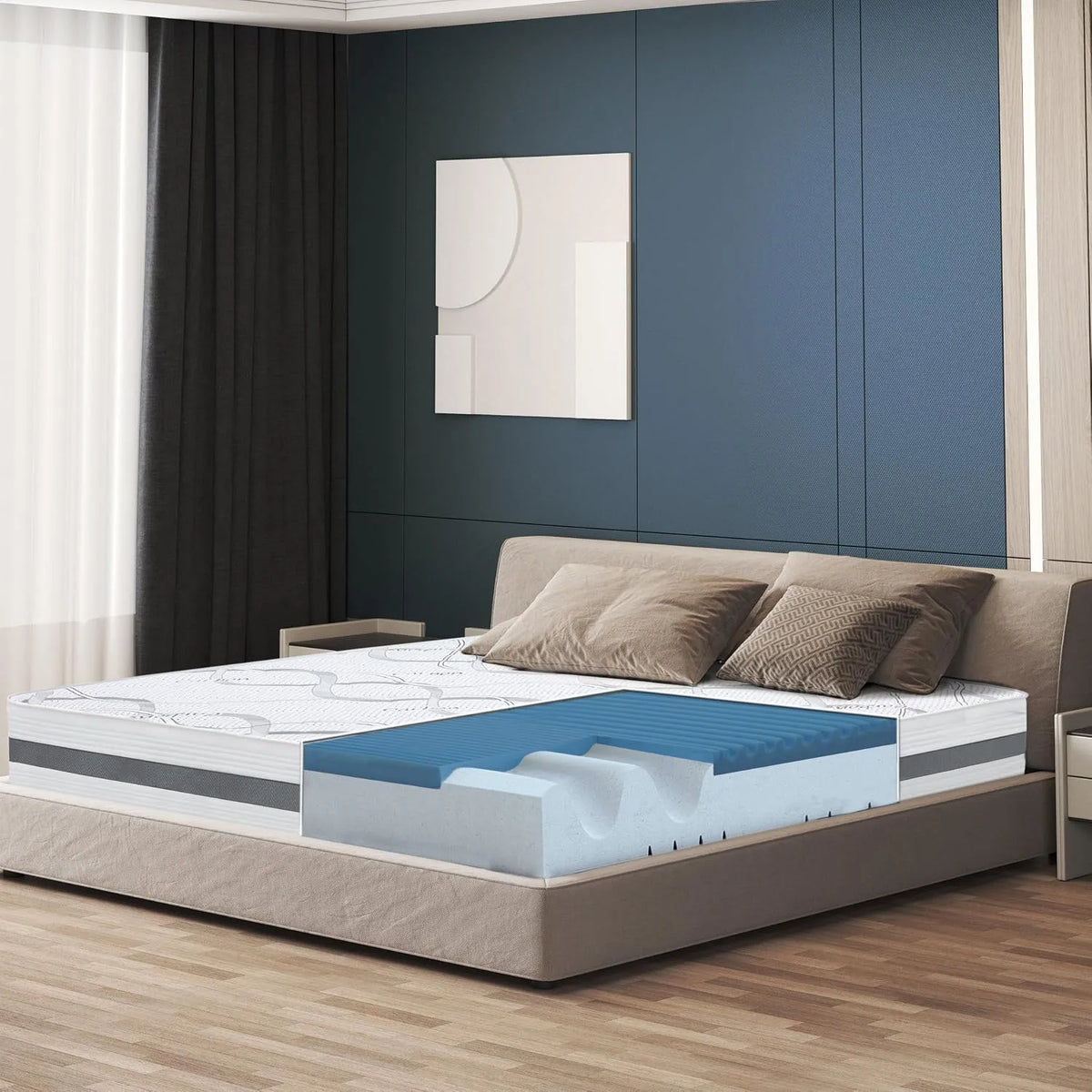 Materasso – anti, rivestimento in tessuto, 160 × 190, 22 cm, bianco