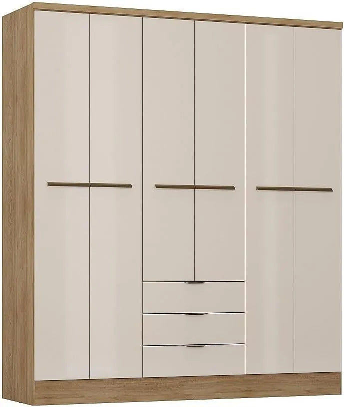 Armadio — PEROLI, con cassetti, 6 ante, 3 cassetti, beige