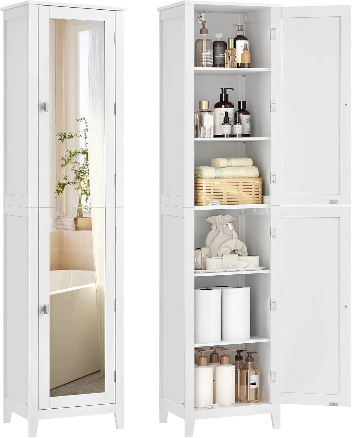 VASAGLE BBC764WH01 Armadio — con ripiani, 30 × 40 × 160 cm, bianco