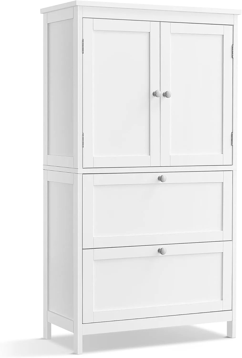 VASAGLE BBC551P31 Mobile da bagno e armadietto contenitore – con cassetti, regolabile, 2 Ante, 2 Cassetti, 30 × 60 × 110 cm, bianco
