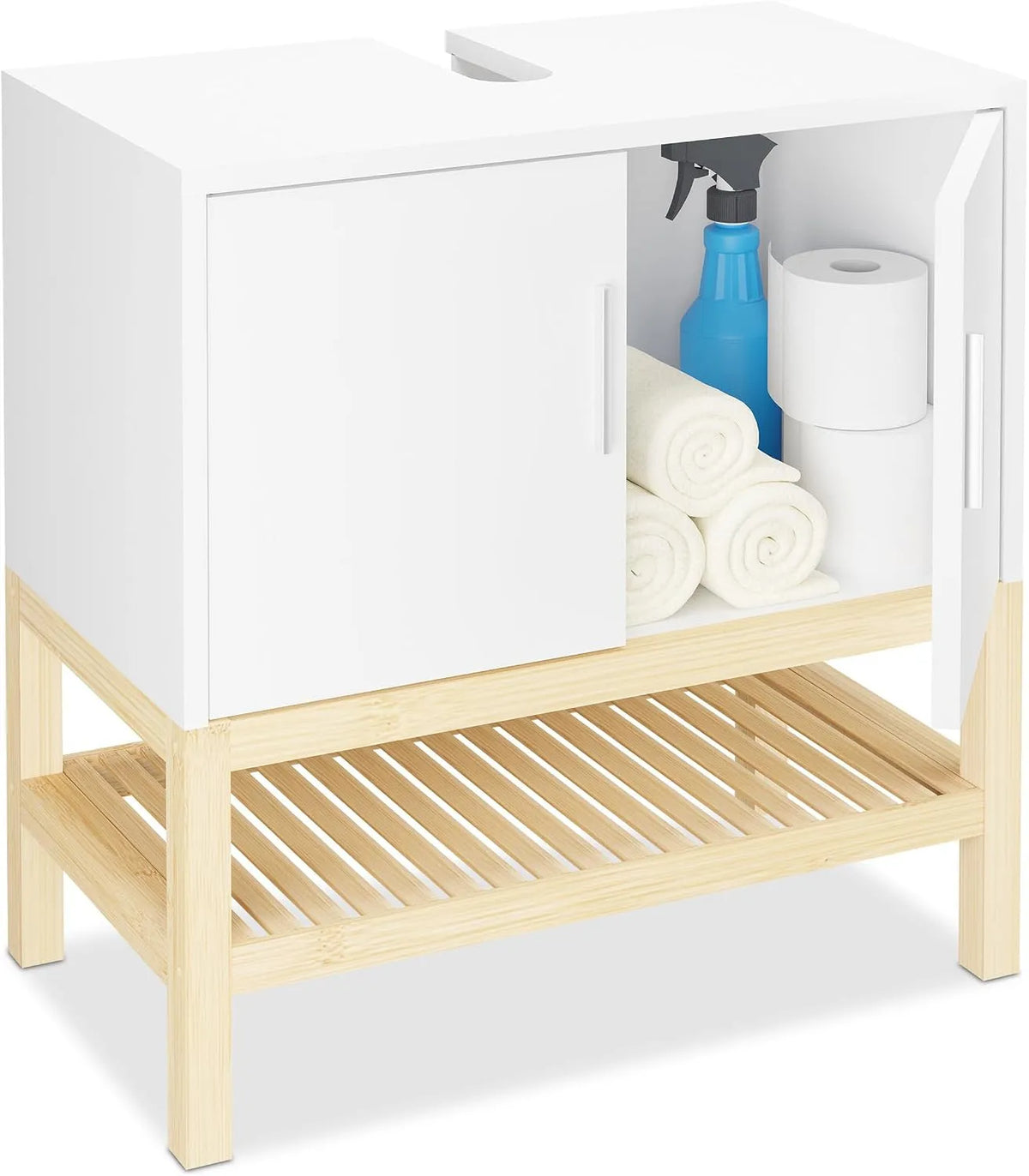 Relaxdays Mobiletto Sottolavabo – HLP 60, 60, 5 × 60 × 33 cm, bianco, in MDF