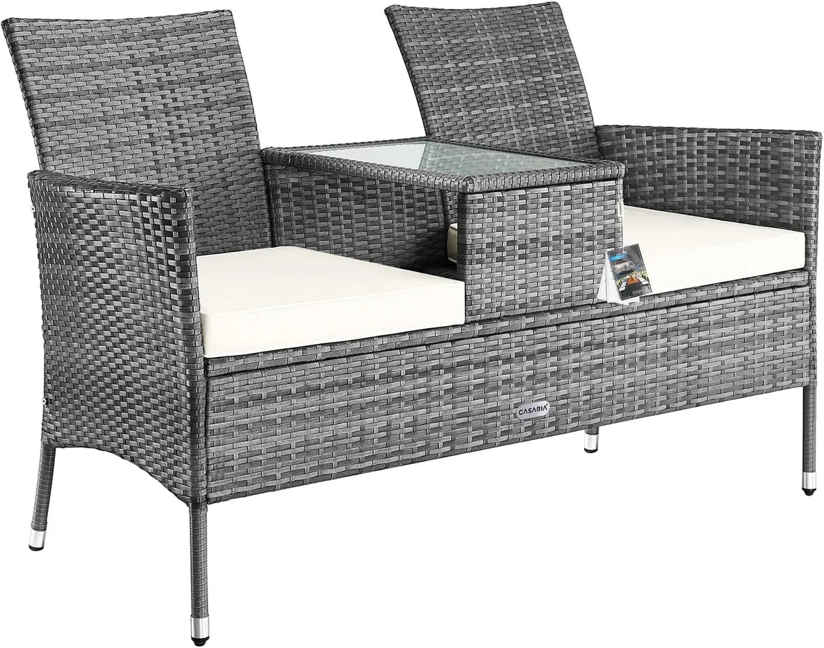 Panca: in polyrattan, 2 Posti, 143 × 55 × 88cm, 320kg, 160kg
