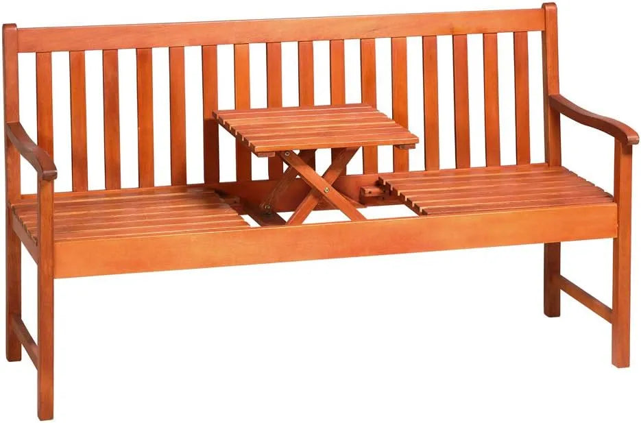 Panca da giardino e panchina da terrazza – FSC, in legno, pieghevole, 3 Posti, 153 × 57 × 90cm