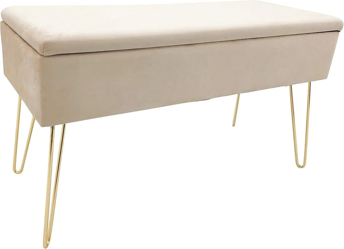 Panca e seduta da interno — 75 × 30 × 41, 5 cm, 75 × 30 × 42 cm, in metallo, rivestimento in velluto
