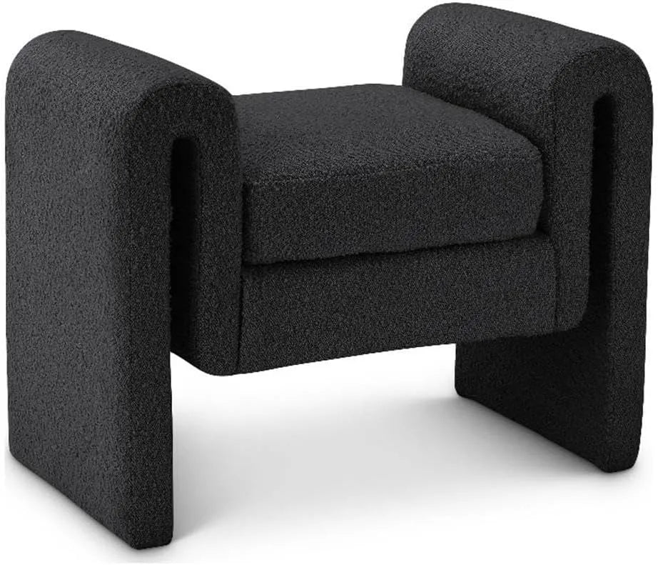 Panca e seduta da interno — rivestimento in tessuto, con braccioli, rivestimento bouclé, 80 cm, 43, 2 cm, 62, 2 cm, nero