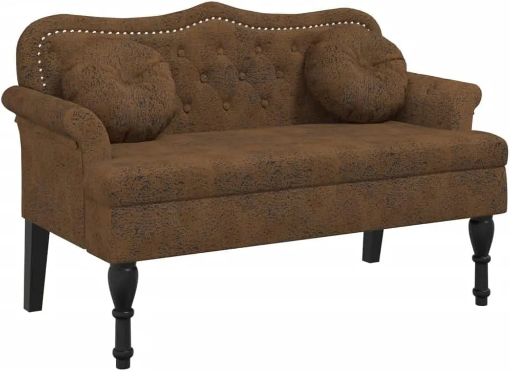 Panca e seduta da interno – con cuscini, 120, 5 × 65 × 75 cm, marrone