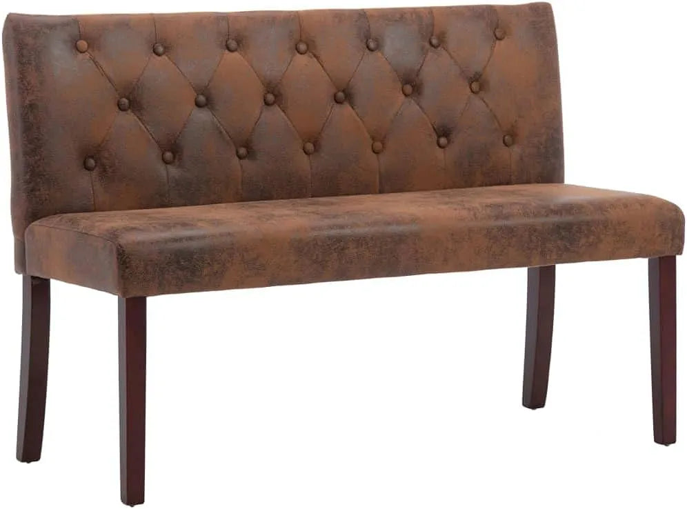 Panca e seduta da interno – 120 cm, marrone, rivestimento in pelle