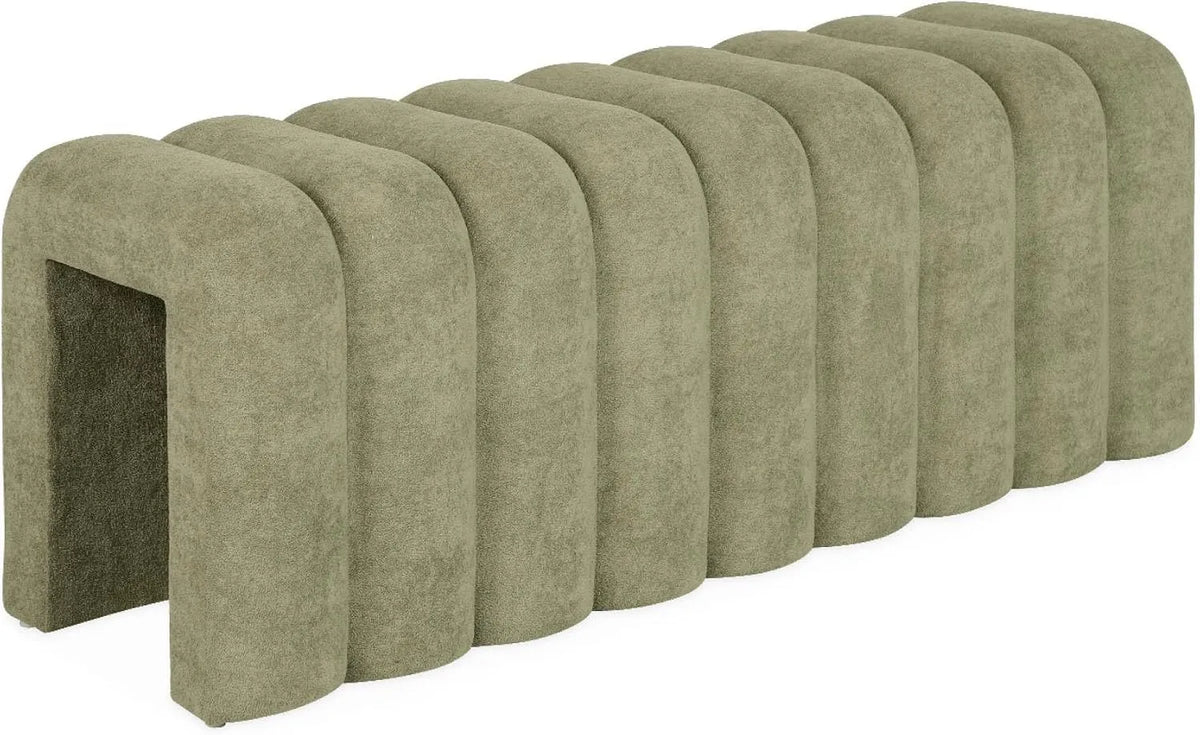 Panca e seduta da interno – rivestimento in tessuto, 114 × 40 × 45 cm, verde