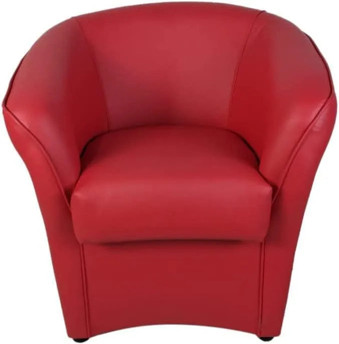 Sedam Srl Poltrona e sedia imbottita Pozzetto Valentina: MADE, rosso, rivestimento in pelle
