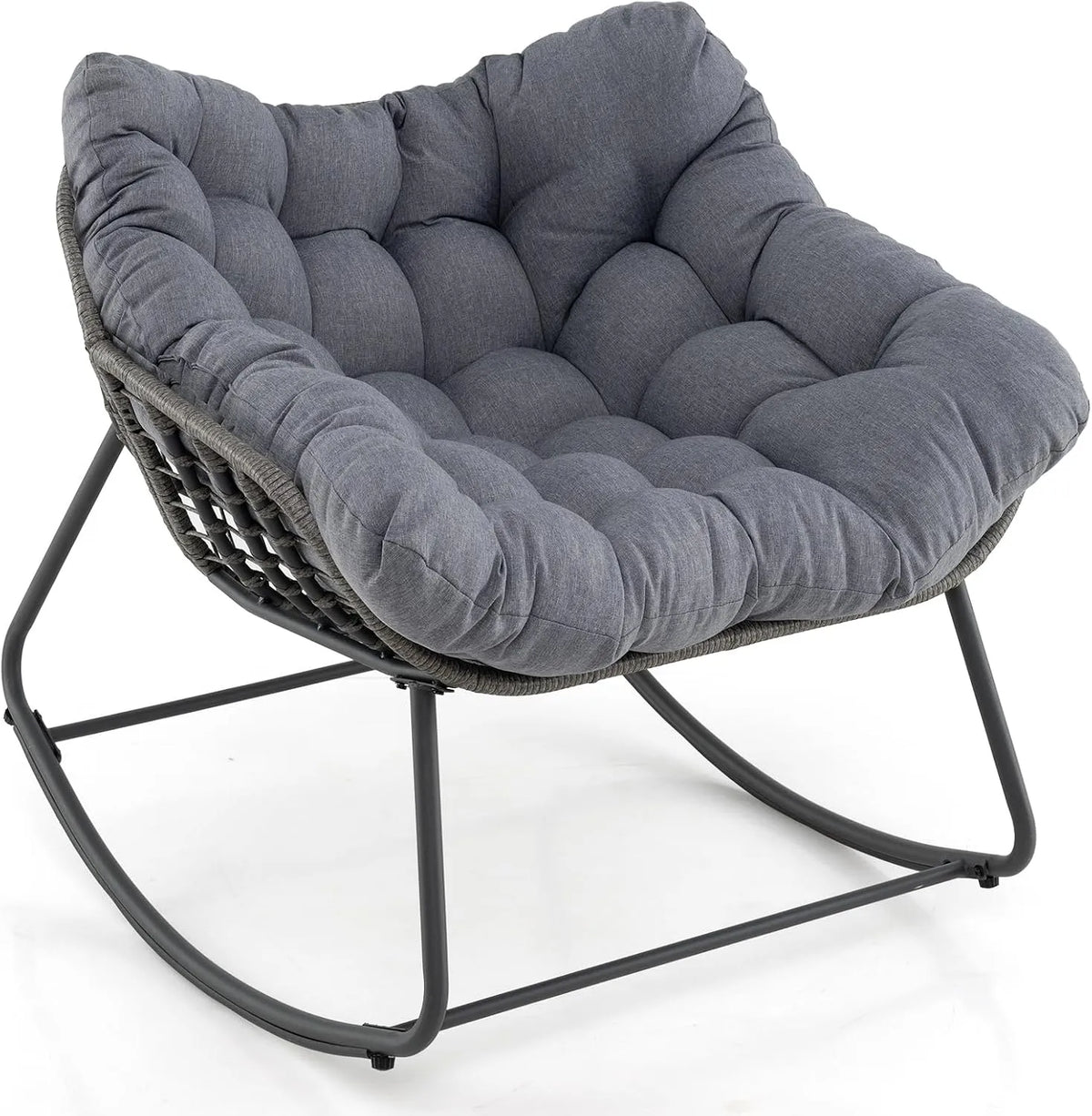 COSTWAY Poltrona relax e poltrona reclinabile – in polyrattan, 150 kg, grigio, in metallo