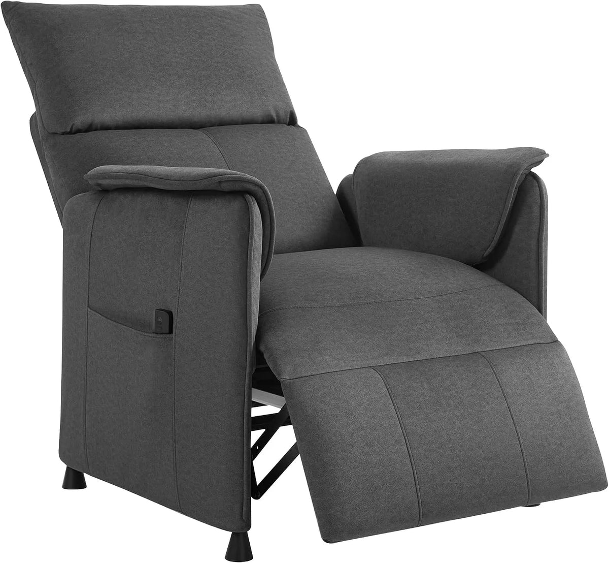 HOMCOM Poltrona relax e poltrona reclinabile – reclinabile, rivestimento in tessuto, con telecomando, funzionamento silenzioso, nero