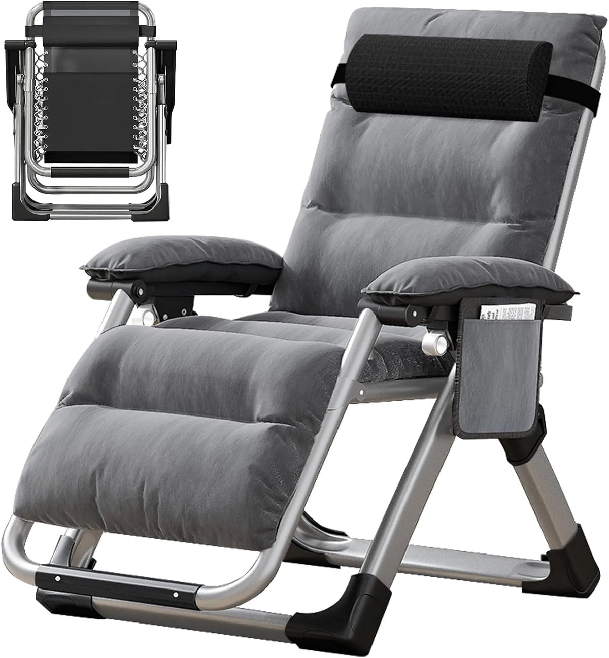 Sedia — reclinabile, posizione gravità zero, pieghevole, 200 kg, grigio