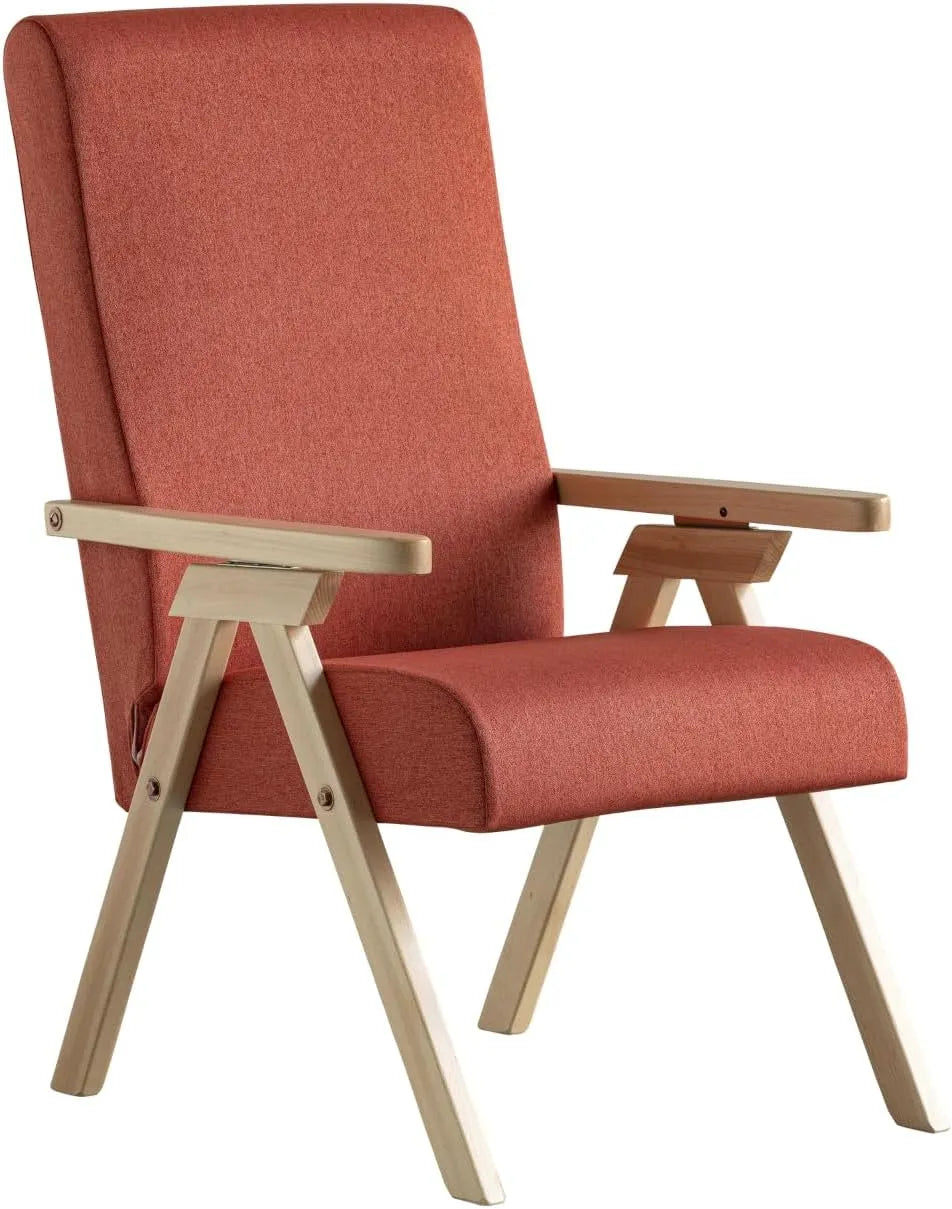 Poltrona e sedia imbottita legno FIAMMETTA ESSEGI Relax reclinabile fusto NATURALE tessuto Arancio — rivestimento in tessuto, in legno
