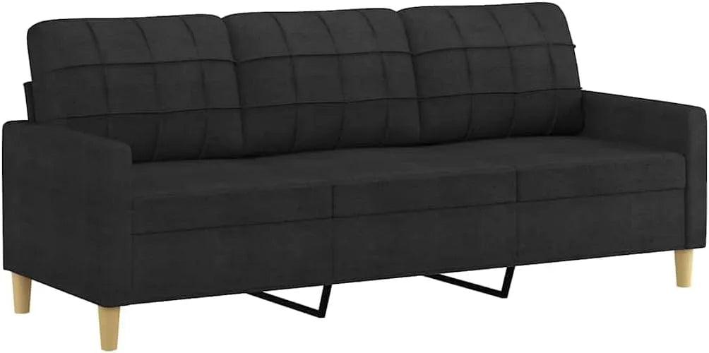 Divano – rivestimento in tessuto, 3 Posti, 180 cm, nero