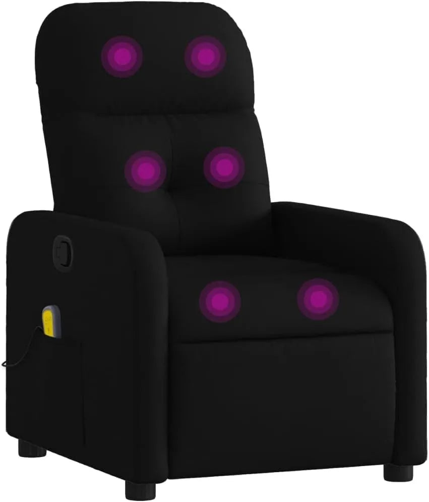 Poltrona massaggiante e poltrona relax Reclinabile Nera in Tessuto — rivestimento in tessuto, nero