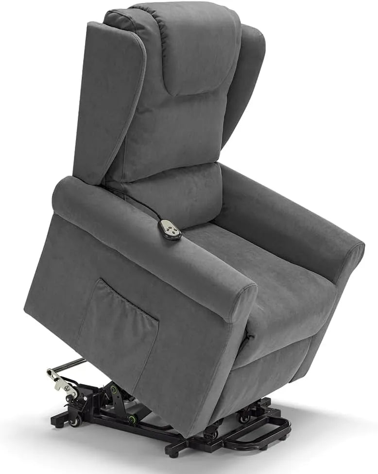Poltrona relax e poltrona reclinabile – con ruote, grigio, rivestimento in pelle