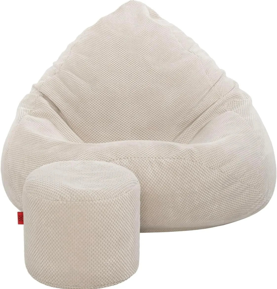 Pouf Poltrona e sedia imbottita Sacco con Poggiapiedi Beige 95x95x120 cm: 95 × 95 × 120 cm