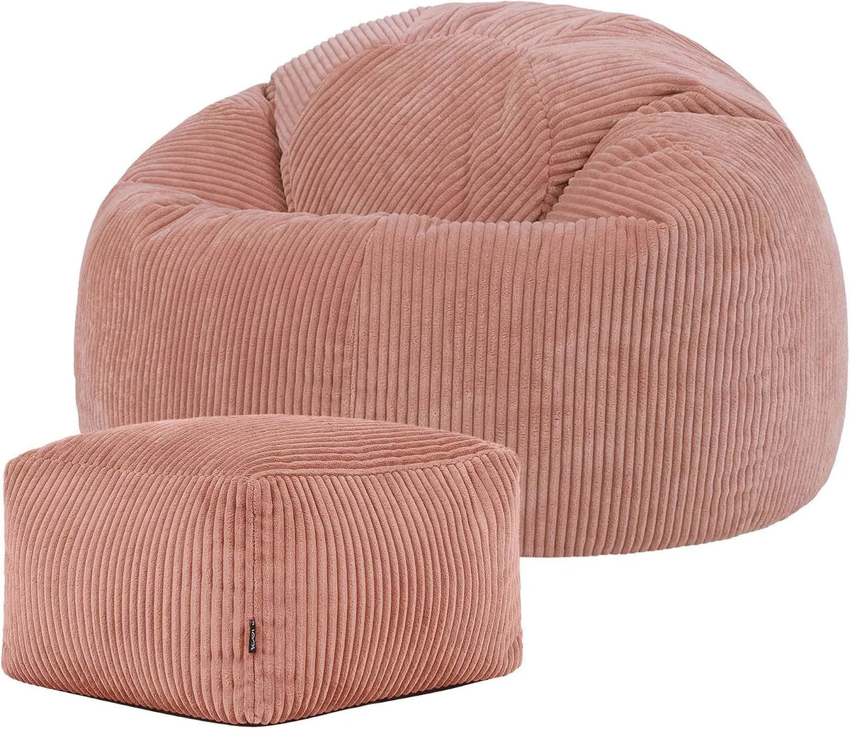 icon Classico Poltrona e sedia imbottita Sacco con Poggiapiedi – in velluto a coste, rosa