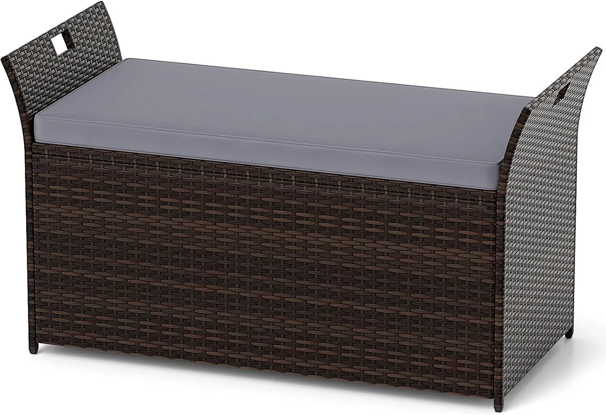 COSTWAY Baule da Giardino 260 L in Rattan PE — Contenitore, con contenitore, in polyrattan, 125 × 56 × 71 cm