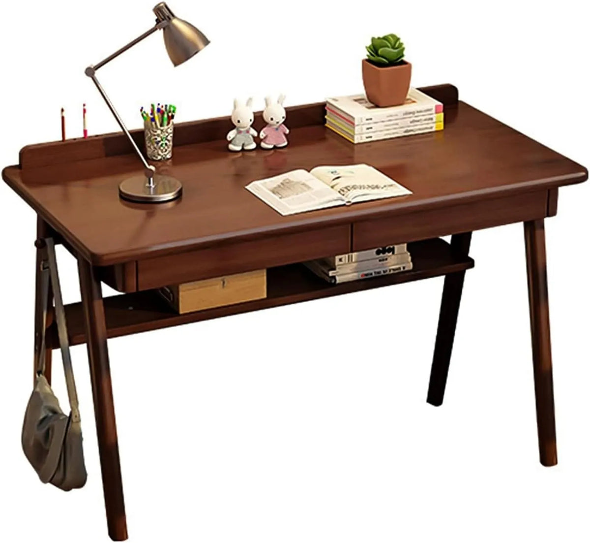 Scrivania e tavolo per computer – in legno, con cassetti, 2 Cassetti, 120 × 60 × 75 cm