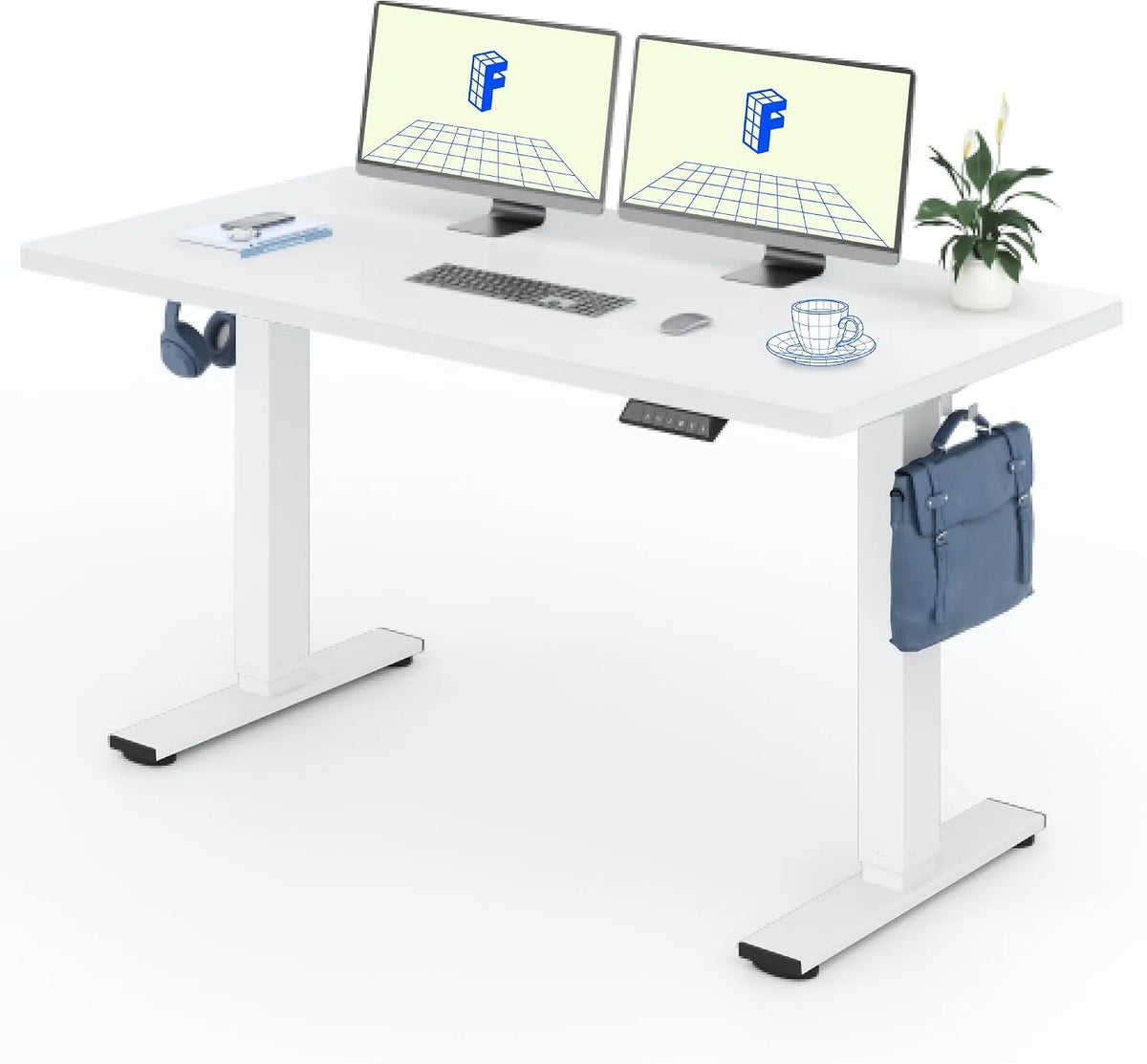 Scrivania e tavolo per computer — regolabile, display LED, con display, 160×80 cm, 25 mm