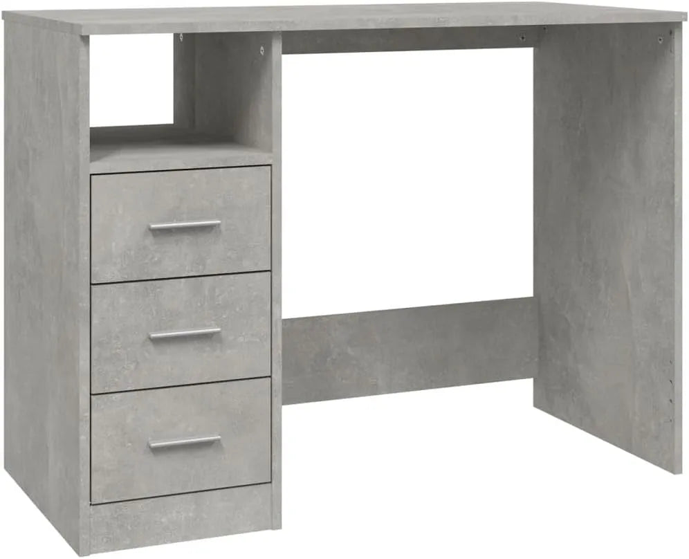 Scrivania e tavolo per computer: in legno, con cassetti, 102 × 50 × 76cm, grigio