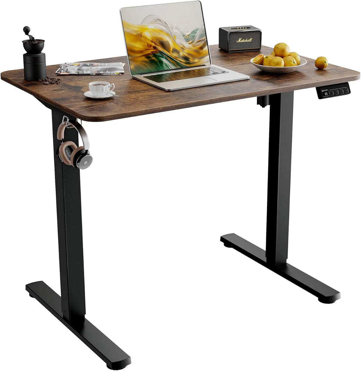 Scrivania e tavolo per computer: regolabile, 90 × 60 cm, marrone