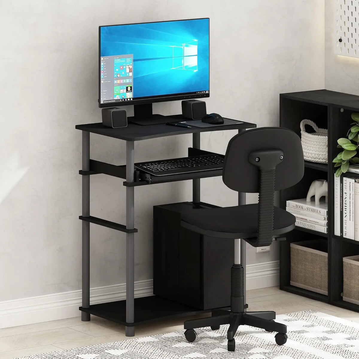 Scrivania e tavolo per computer: con scrivania, per gaming, nero