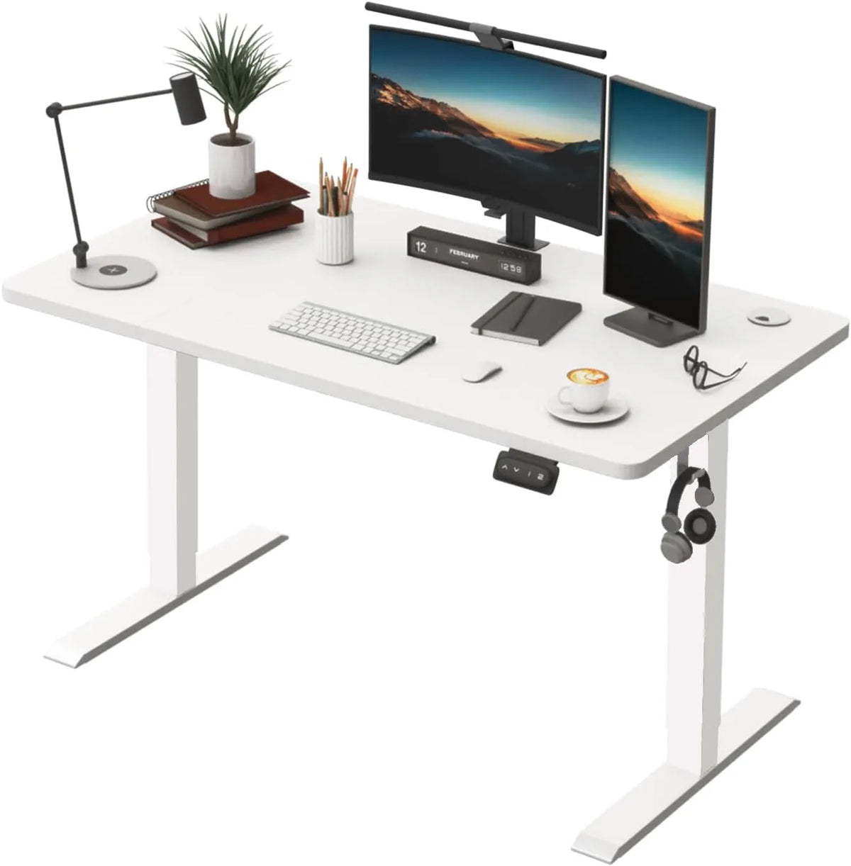 Scrivania e tavolo per computer – regolabile, 120 × 60cm, 119 cm, bianco