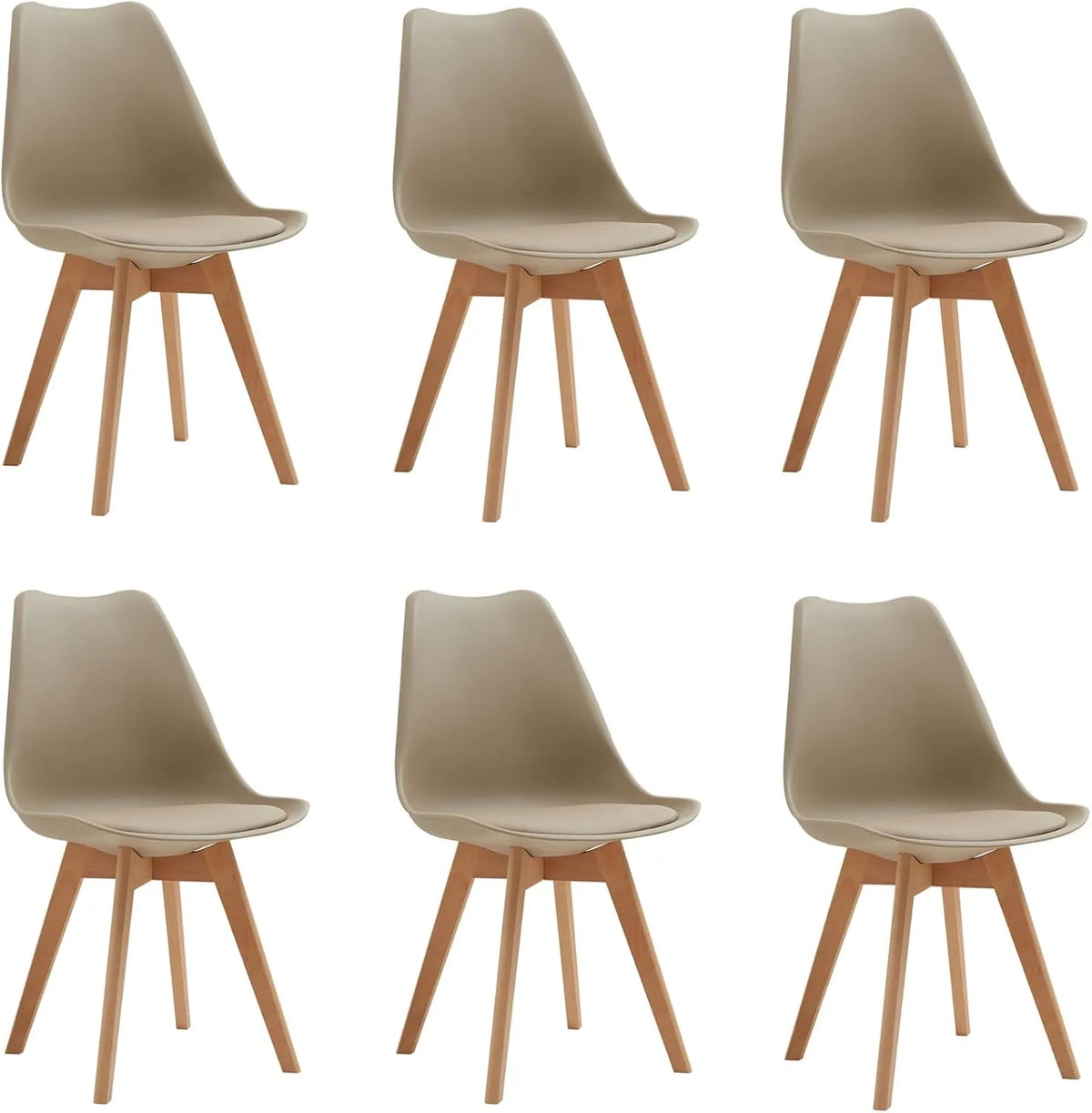 Set di 6 Sedie da Pranzo Moderne: in legno, marrone