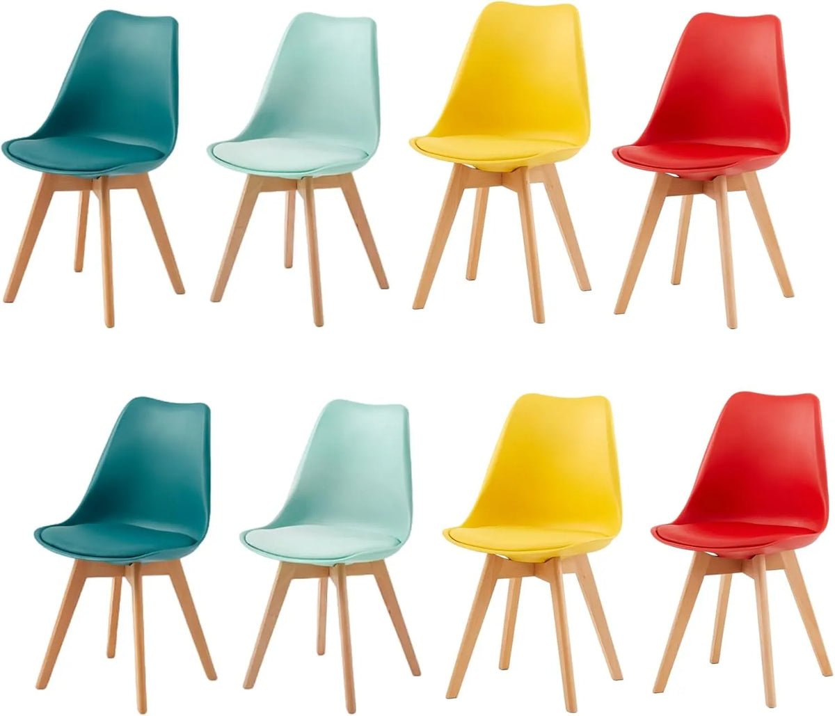 Set di 8 Sedie da Sala da Pranzo con Gambe: verde