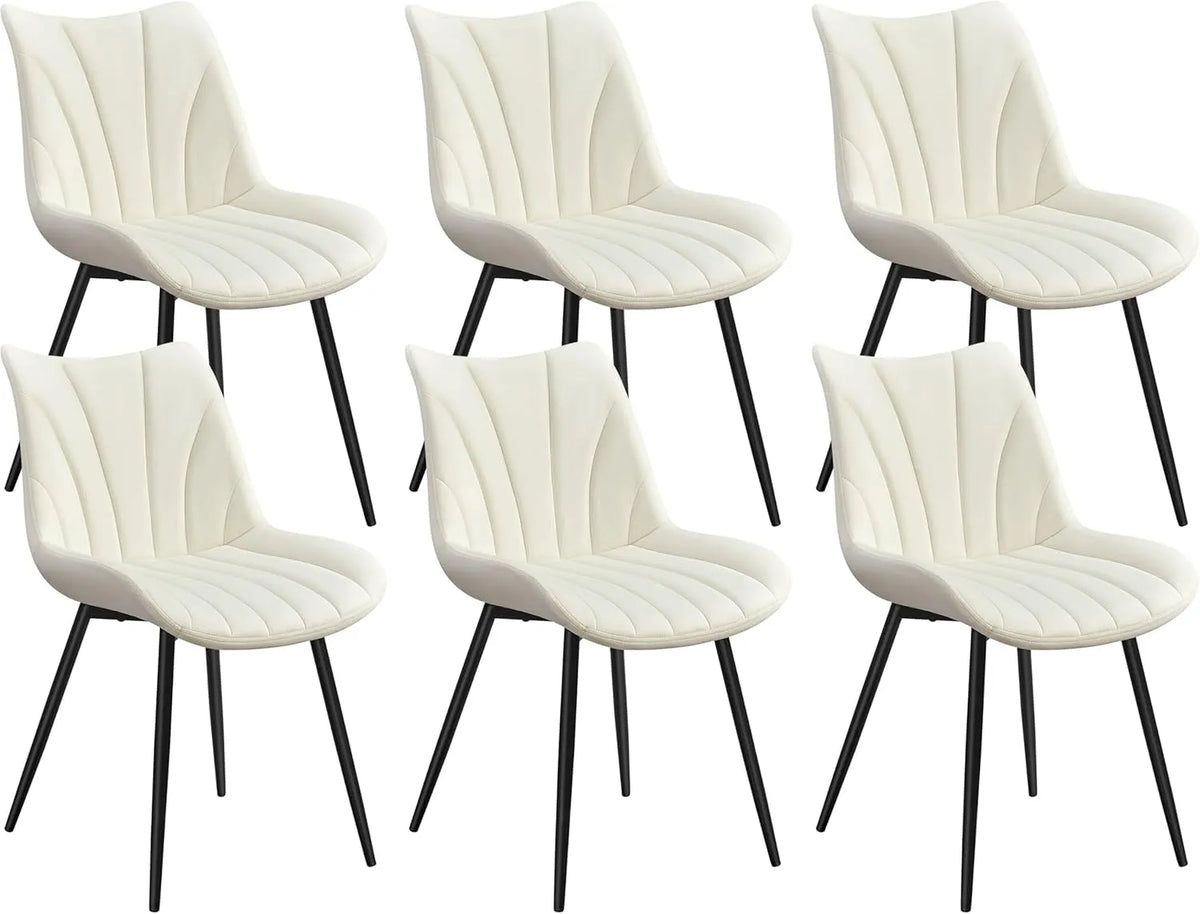 Set di 2 Sedie Sala da Pranzo in Velluto: con schienale, beige, in metallo