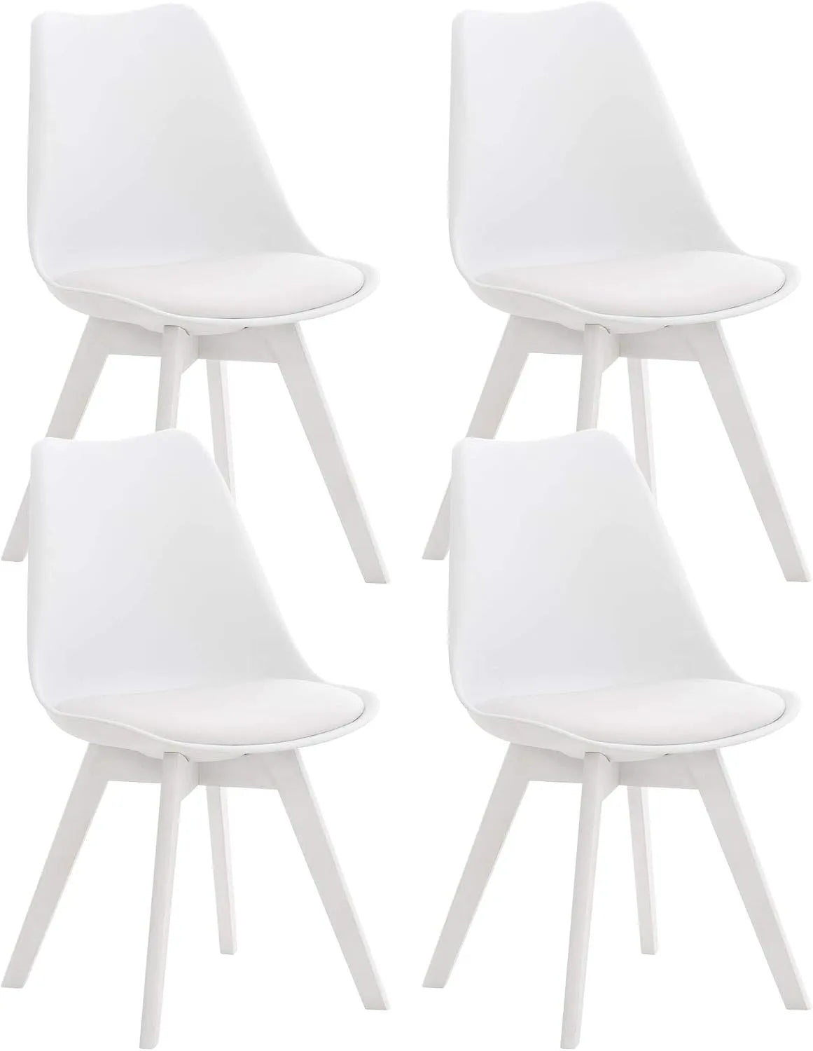Set di 4 sedie da pranzo Linares in plastica I: in pelle, rivestimento in tessuto, in legno, bianco, rivestimento in velluto