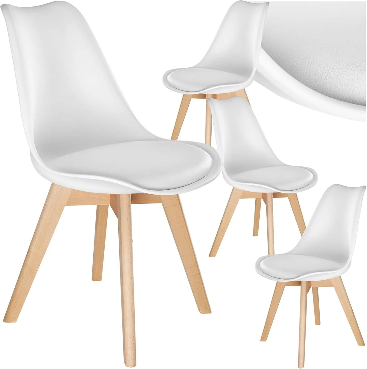 tectake ® Set di 4 Sedie da Pranzo — bianco