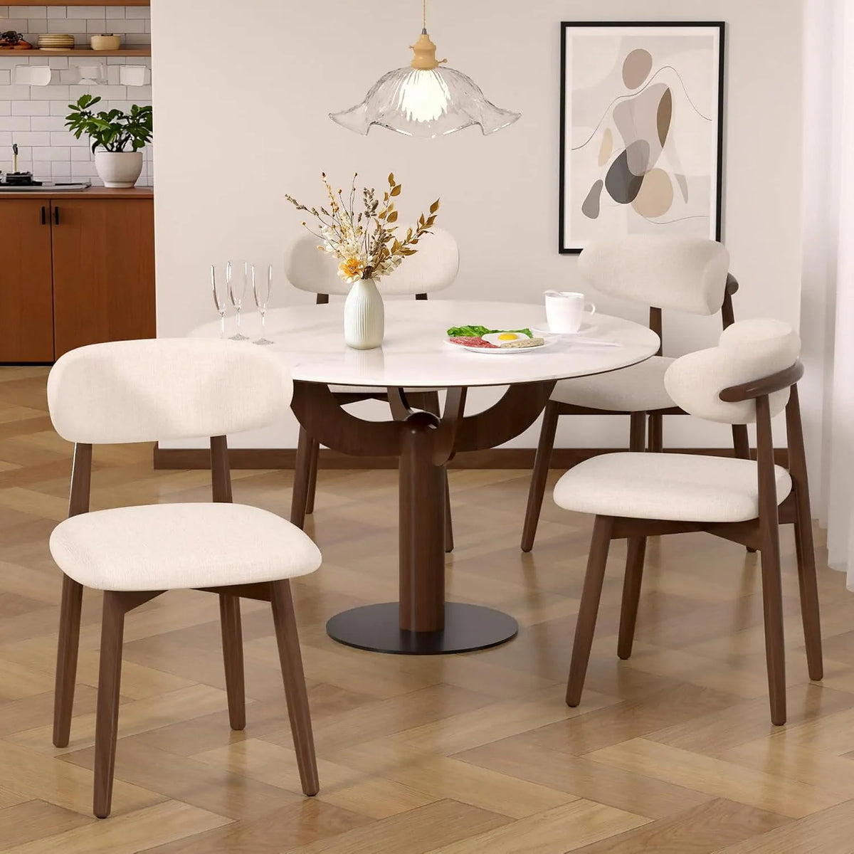 Sedia – rivestimento in tessuto, in legno, con schienale, uso domestico, beige