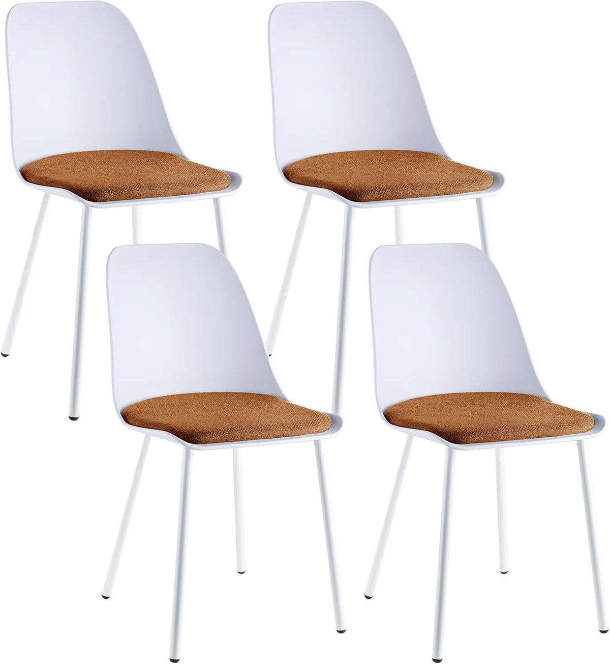 Set di 4 sedie da pranzo moderne arancioni con seduta, in metallo
