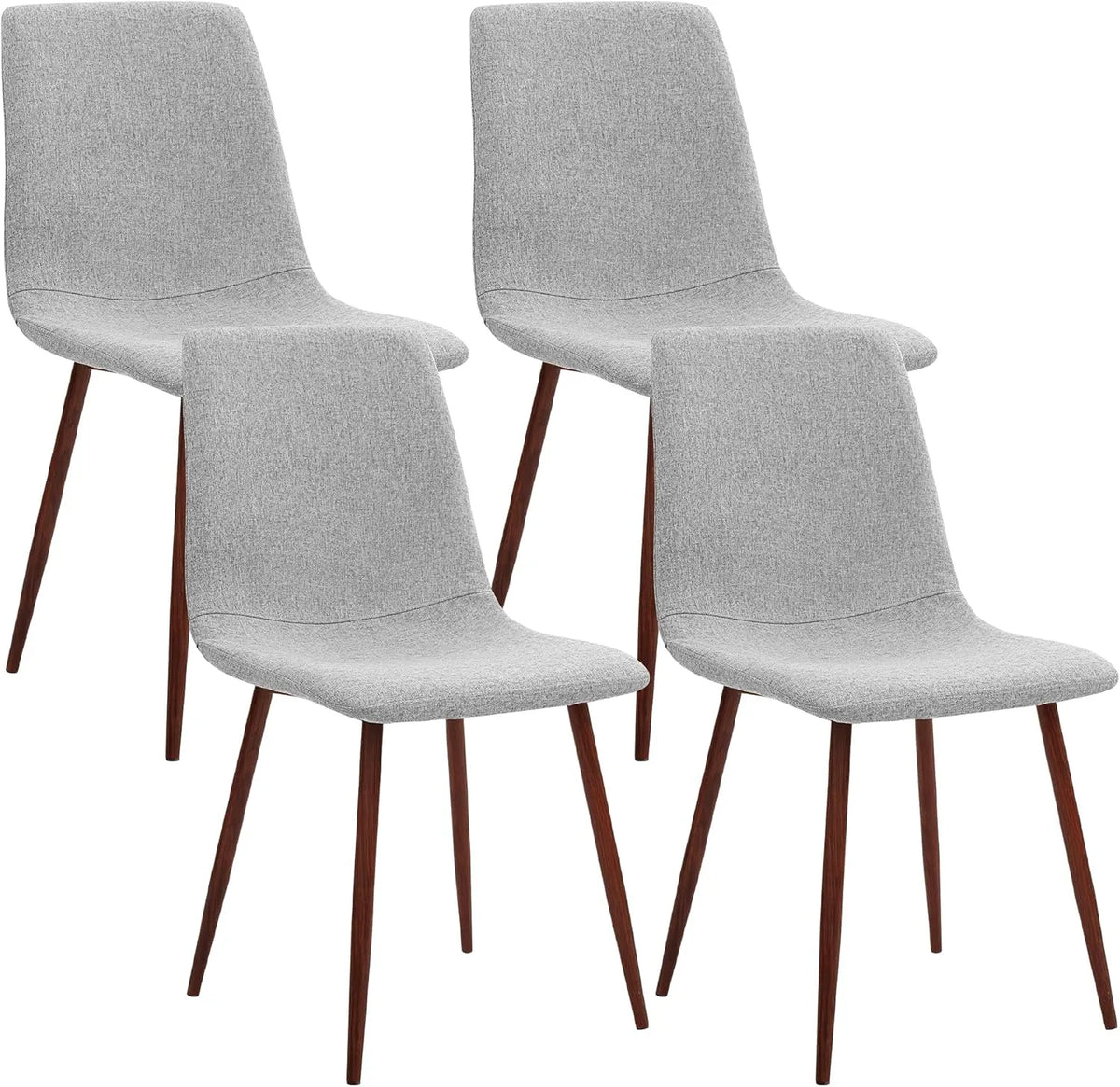 CangLong Set di 4 sedie da pranzo Sedie da cucina — rivestimento in tessuto, grigio, in metallo