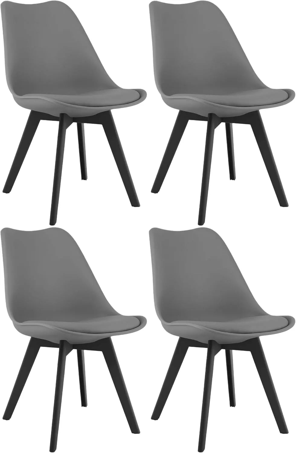 Set di 4 sedie da pranzo in grafite — nero, rivestimento in pelle