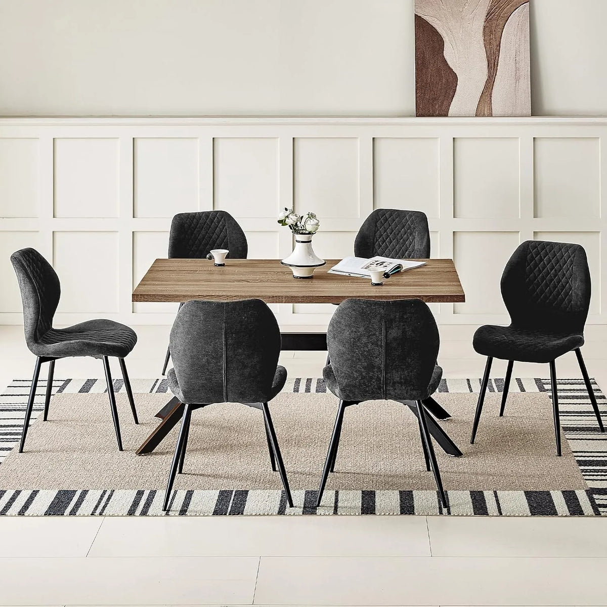 Tavolo da pranzo e tavolo per sala da pranzo – in legno, 140 × 80 × 76 cm, nero