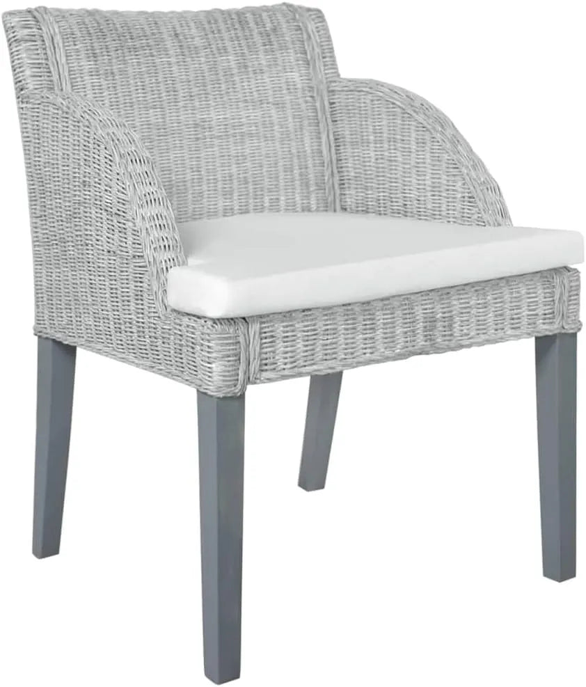 Sedia – in legno, con braccioli, in polyrattan, 60 × 59 × 76 cm, grigio