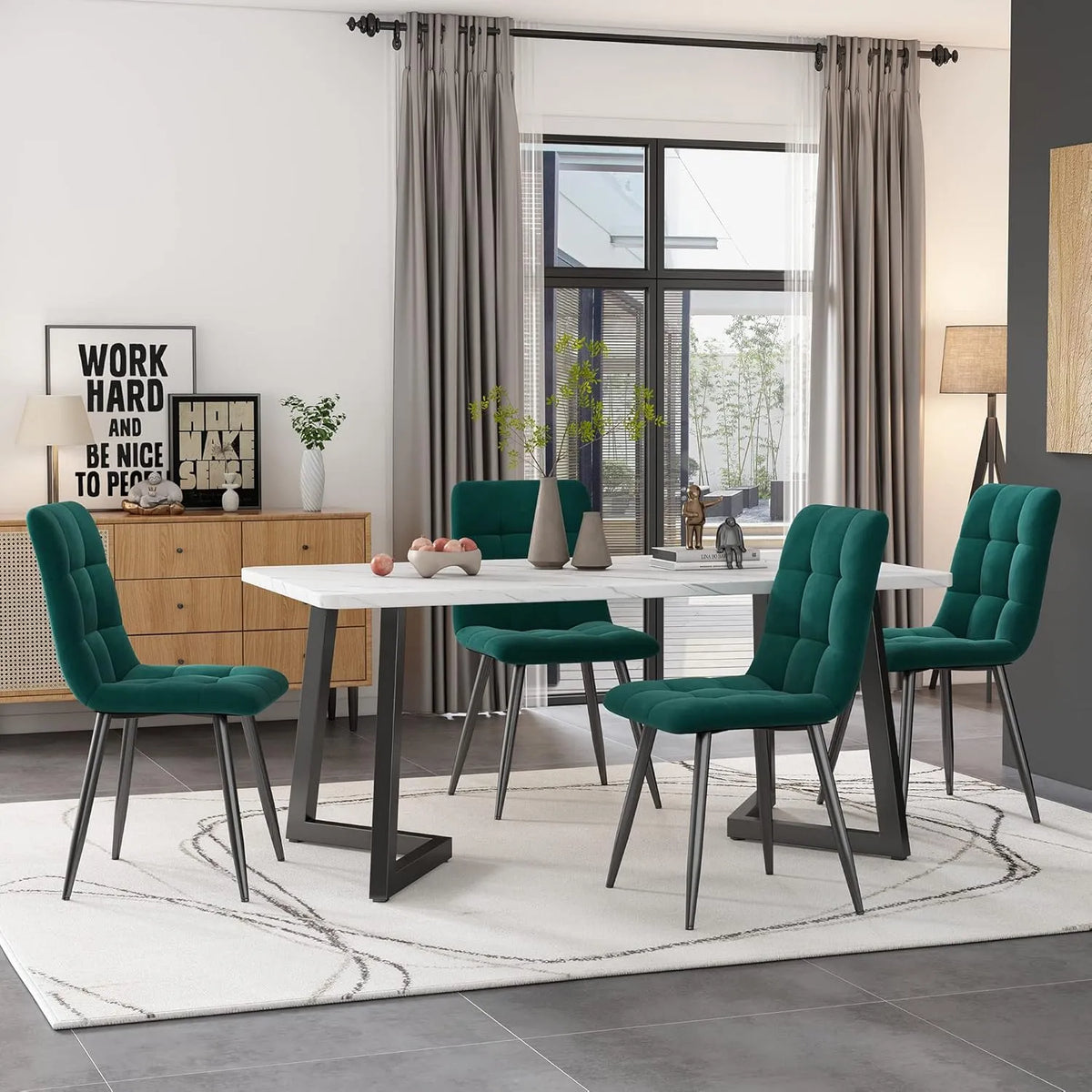 Tavolo da pranzo e tavolo per sala da pranzo: 117 cm, nero, rivestimento in velluto