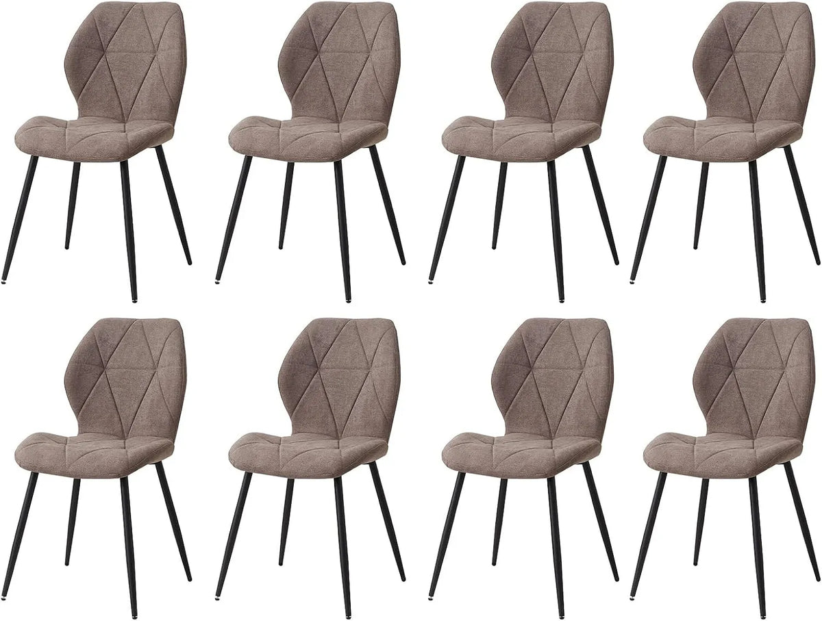 GrandCA HOME Set di 8 Sedie da Pranzo – rivestimento in tessuto, con cuscini, marrone, in metallo