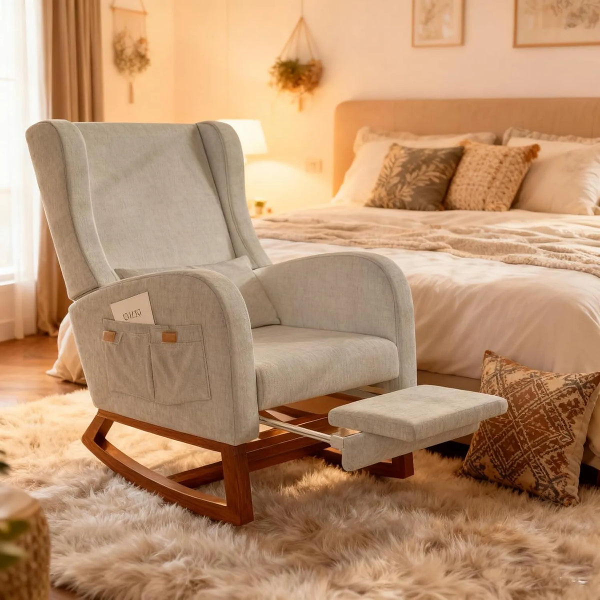 Sedia: in legno, con braccioli, con cuscini, grigio, in legno massello