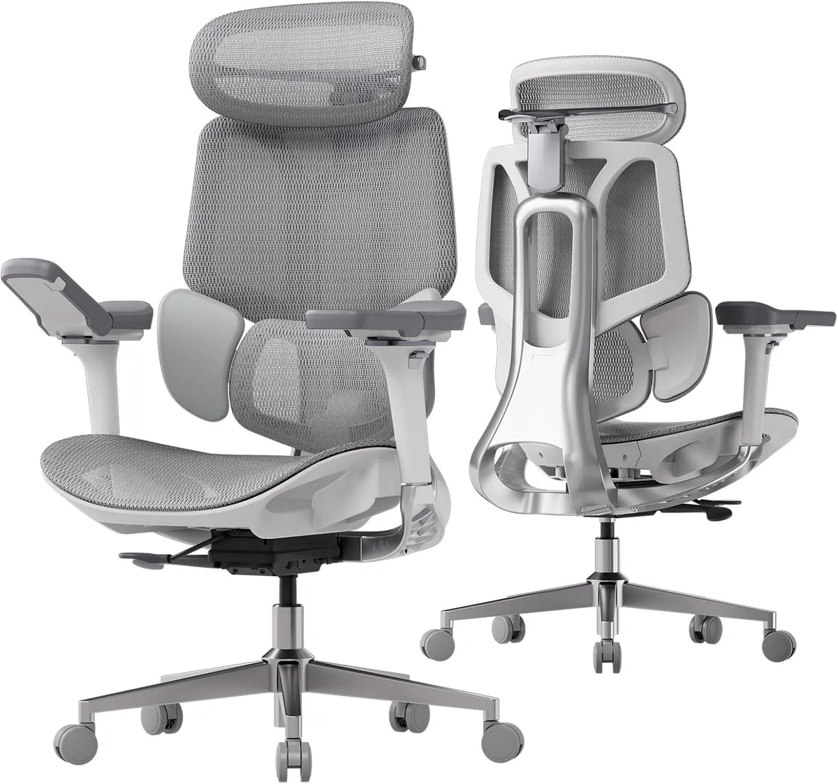 Scrivania e tavolo per computer — tecnologia 3D/4D, con braccioli, regolabile, grigio