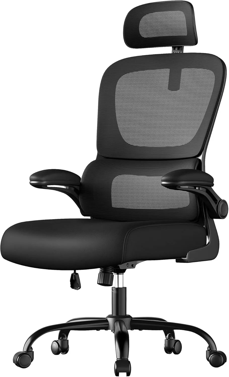 SONGMICS OBN041B01 Sedia – rivestimento in tessuto, con braccioli, regolabile, nero